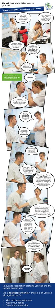 Photo comic web banner seasonal influenza vaccination - Sick doctor Thumbnail