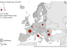 Number of measles cases in EU/EEA in June 2016 Thumbnail