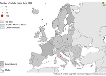 Number of rubella cases in EU/EEA in June 2019 Thumbnail
