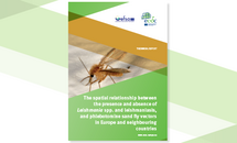 Cover of report on the spatial relationship between the presence and absence of Leishmania spp. and leishmaniasis, and phlebotomine sand fly vectors in Europe and neighbouring countries