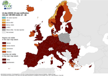 14-day case notification rate per 100 000 inhabitants, updated 3 December 2020