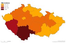 TBE incidence per 100 000 inhabitants by NUTS3, Czech Republic (n=6583, period 2000–2010); Thumbnail