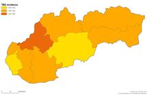 TBE average annual incidence rate per 100 000 inhabitants by NUTS3, Slovakia (n=698, period 2000–2010) Thumbnail