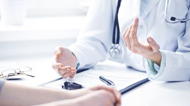 Doctor and patient - only hands visible