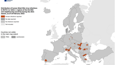 West Nile virus infections, 2021 transmission season