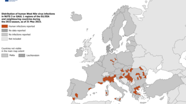 West Nile virus infections, 2022 transmission season - human cases