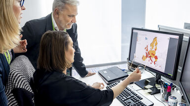 Experts looking at map