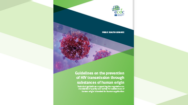 Cover of the report: "Guidelines on the prevention of HIV transmission through substances of human origin"
