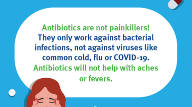 Social media card: antibiotics are not painkillers!