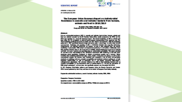 Cover of the report: The European Union Summary Report on Antimicrobial Resistance in zoonotic and indicator bacteria from humans, animals and food in 2018/2019