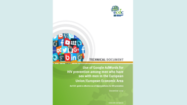 Cover of the technical guidance on Use of Google AdWords for HIV prevention among men who have sex with men in the European Union/European Economic Area 