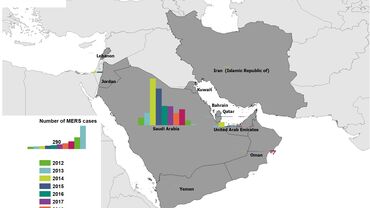 Geographical distribution of confirmed MERS-CoV cases by country of infection and year, November 2021