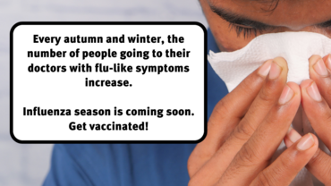 Social media card: Influenza season is coming soon. Get vaccinated!