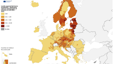 Notification rates of locally-acquired tick-borne encephalitis cases reported for 2023