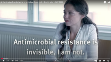 Cover for the video: "Antimicrobial resistance is invisible, I am not - Areti's story"