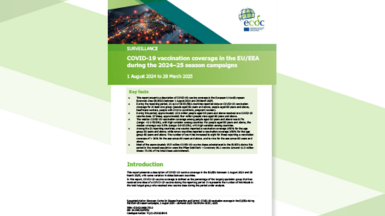 Cover of the report "COVID-19 vaccination coverage in the EU/EEA  during the 2024–25 season campaigns"