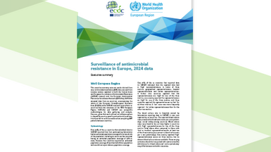 Cover of the report: "Surveillance of antimicrobial  resistance in Europe, 2024 data"