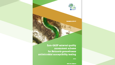 Cover of the report: "Euro-GASP external quality assessment scheme for Neisseria gonorrhoeae antimicrobial susceptibility testing 2021"
