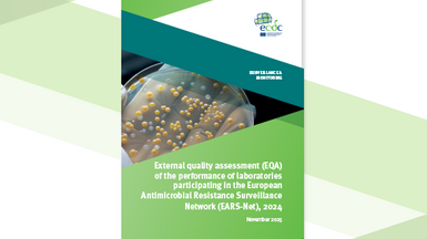 Cover of the report: "External quality assessment (EQA) of performance of laboratories participating in the European Antimicrobial Resistance Surveillance Network (EARS-Net)"