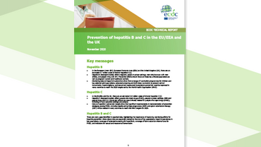 Cover of the report: Prevention of hepatitis B and C in the EU/EEA and the UK