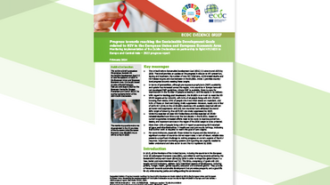 Cover of the report: "Progress towards reaching the Sustainable Development Goals related to HIV in the European Union and European Economic Area"
