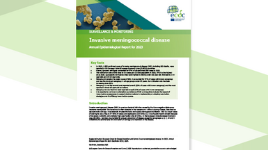 Cover of the report: "Invasive meningococcal disease - Annual Epidemiological Report for 2023"