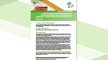 Cover of the report "Personal protective equipment (PPE) needs in healthcare settings for the care of patients with suspected or confirmed novel coronavirus (2019-nCoV)"