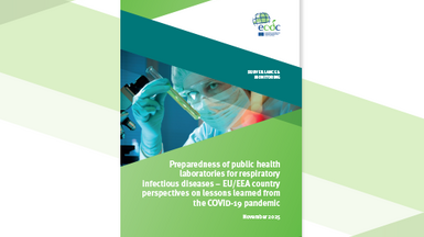 Cover of the report: "Preparedness of public health laboratories for respiratory infectious diseases – EU/EEA country perspectives on lessons learned from the COVID-19 pandemic"