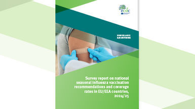Cover of the report: "Survey report on national seasonal influenza vaccination recommendations and coverage rates in EU/EEA countries, 2024/25"