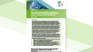 Cover of the report: "ECDC framework to guide the integration of wastewater-based surveillance into infectious disease surveillance at the EU/EEA level"