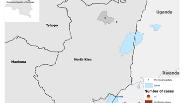 Distribution of Ebola in DRC, 15 February 2021