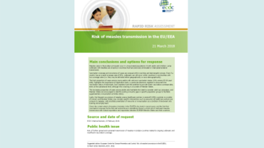Cover of the RRA on measles in the EU/EEA