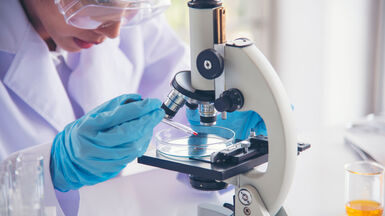 Microscope in laboratory