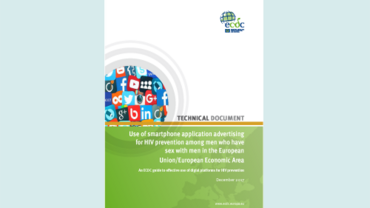 Cover of the technical guidance on Use of smartphone application advertising for HIV prevention among men who have  sex with men in the European Union/European Economic Area 